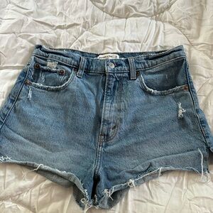 Abercrombie & Fitch Distressed Blue Jean Shorts